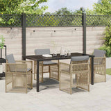 Garden Dining Set 5 pcs Beige Powder-Coated Steel - Top-Down View