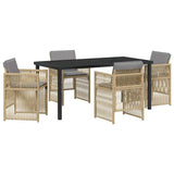 Garden Dining Set 5 pcs Beige Powder-Coated Steel - Front View