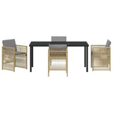 Garden Dining Set 5 pcs Beige Powder-Coated Steel - Close-Up Angle