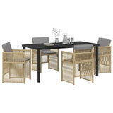 Garden Dining Set 5 pcs Beige Powder-Coated Steel - Side View