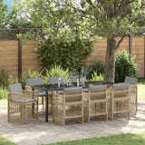 Garden Dining Set 9 pcs Beige Powder-Coated Steel
