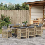 Garden Dining Set 9 pcs Beige Powder-Coated Steel - Top-Down View