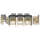 Garden Dining Set 9 pcs Beige Powder-Coated Steel - Close-Up Angle