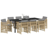 Garden Dining Set 9 pcs Beige Powder-Coated Steel
