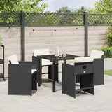 Garden Dining Set 5 pcs Black Poly Rattan - Top-Down View
