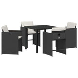 Garden Dining Set 5 pcs Black Poly Rattan - Front View
