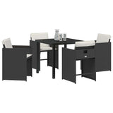 Garden Dining Set 5 pcs Black Poly Rattan - Side View