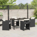 Garden Dining Set 5 pcs Black Poly Rattan - Top-Down View