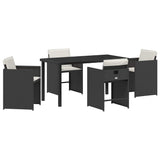 Garden Dining Set 5 pcs Black Poly Rattan - Front View