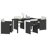 Garden Dining Set 5 pcs Black Poly Rattan - Side View