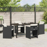Garden Dining Set 5 pcs Black Poly Rattan - Top-Down View