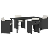 Garden Dining Set 5 pcs Black Poly Rattan - Front View