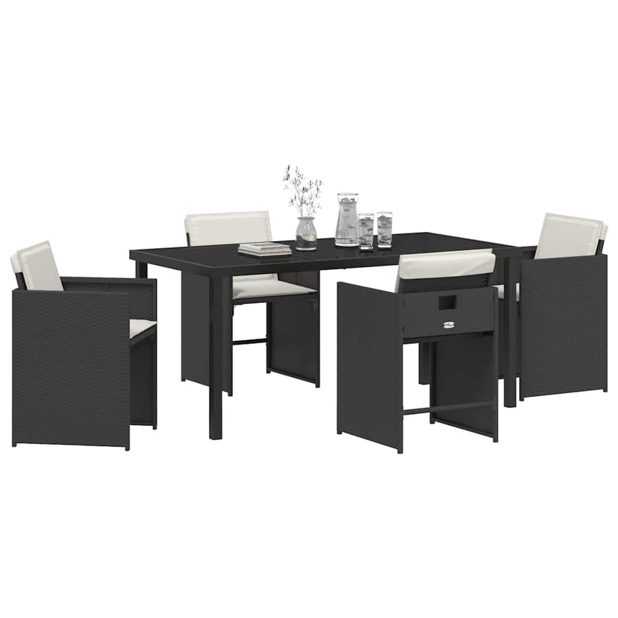 Garden Dining Set 5 pcs Black Poly Rattan