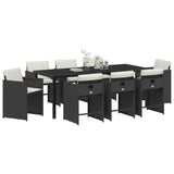 Garden Dining Set 9 pcs Black Poly Rattan - Side View