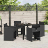 Garden Dining Set 5 pcs Black Poly Rattan - Top-Down View