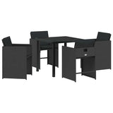 Garden Dining Set 5 pcs Black Poly Rattan - Front View
