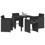 Garden Dining Set 5 pcs Black Poly Rattan - Side View