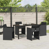Garden Dining Set 5 pcs Black Poly Rattan - Top-Down View