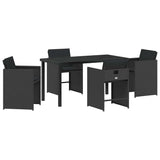 Garden Dining Set 5 pcs Black Poly Rattan - Front View