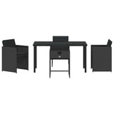 Garden Dining Set 5 pcs Black Poly Rattan - Close-Up Angle