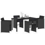 Garden Dining Set 5 pcs Black Poly Rattan - Side View