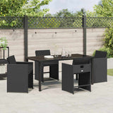 Garden Dining Set 5 pcs Black Poly Rattan - Top-Down View