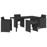 Garden Dining Set 5 pcs Black Poly Rattan - Front View