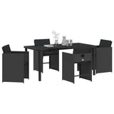 Garden Dining Set 5 pcs Black Poly Rattan - Side View