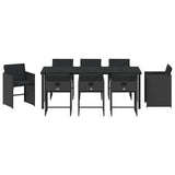 Garden Dining Set 9 pcs Black Poly Rattan - Close-Up Angle