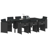 Garden Dining Set 9 pcs Black Poly Rattan - Side View