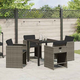 Garden Dining Set 5 pcs Grey Poly Rattan - Top-Down View