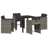 Garden Dining Set 5 pcs Grey Poly Rattan - Front View