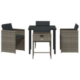 Garden Dining Set 5 pcs Grey Poly Rattan - Close-Up Angle