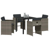 Garden Dining Set 5 pcs Grey Poly Rattan - Side View