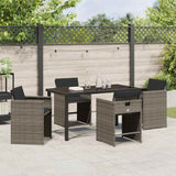 Garden Dining Set 5 pcs Grey Poly Rattan - Top-Down View