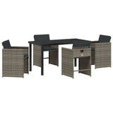 Garden Dining Set 5 pcs Grey Poly Rattan - Front View
