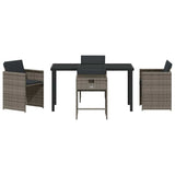 Garden Dining Set 5 pcs Grey Poly Rattan - Close-Up Angle