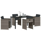 Garden Dining Set 5 pcs Grey Poly Rattan - Side View