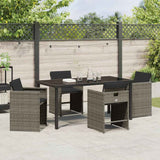 Garden Dining Set 5 pcs Grey Poly Rattan - Top-Down View