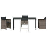 Garden Dining Set 5 pcs Grey Poly Rattan - Close-Up Angle