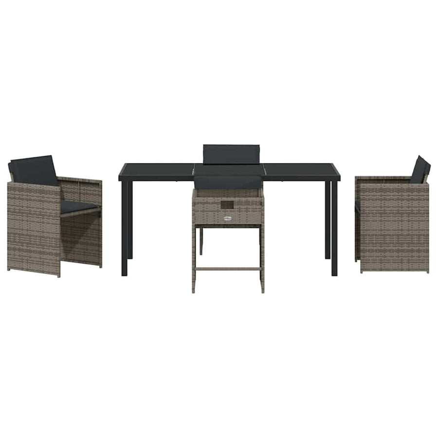 Garden Dining Set 5 pcs Grey Poly Rattan