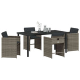 Garden Dining Set 5 pcs Grey Poly Rattan - Side View