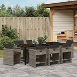 Garden Dining Set 9 pcs Grey Poly Rattan - Top-Down View