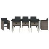 Garden Dining Set 9 pcs Grey Poly Rattan - Close-Up Angle