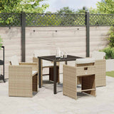 Garden Dining Set 5 pcs Beige Poly Rattan - Top-Down View