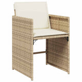Garden Dining Set 5 pcs Beige Poly Rattan - Rear View