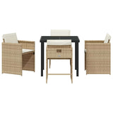 Garden Dining Set 5 pcs Beige Poly Rattan - Close-Up Angle