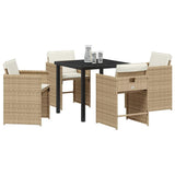 Garden Dining Set 5 pcs Beige Poly Rattan - Side View