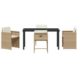 Garden Dining Set 5 pcs Beige Poly Rattan - Close-Up Angle
