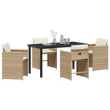 Garden Dining Set 5 pcs Beige Poly Rattan - Side View